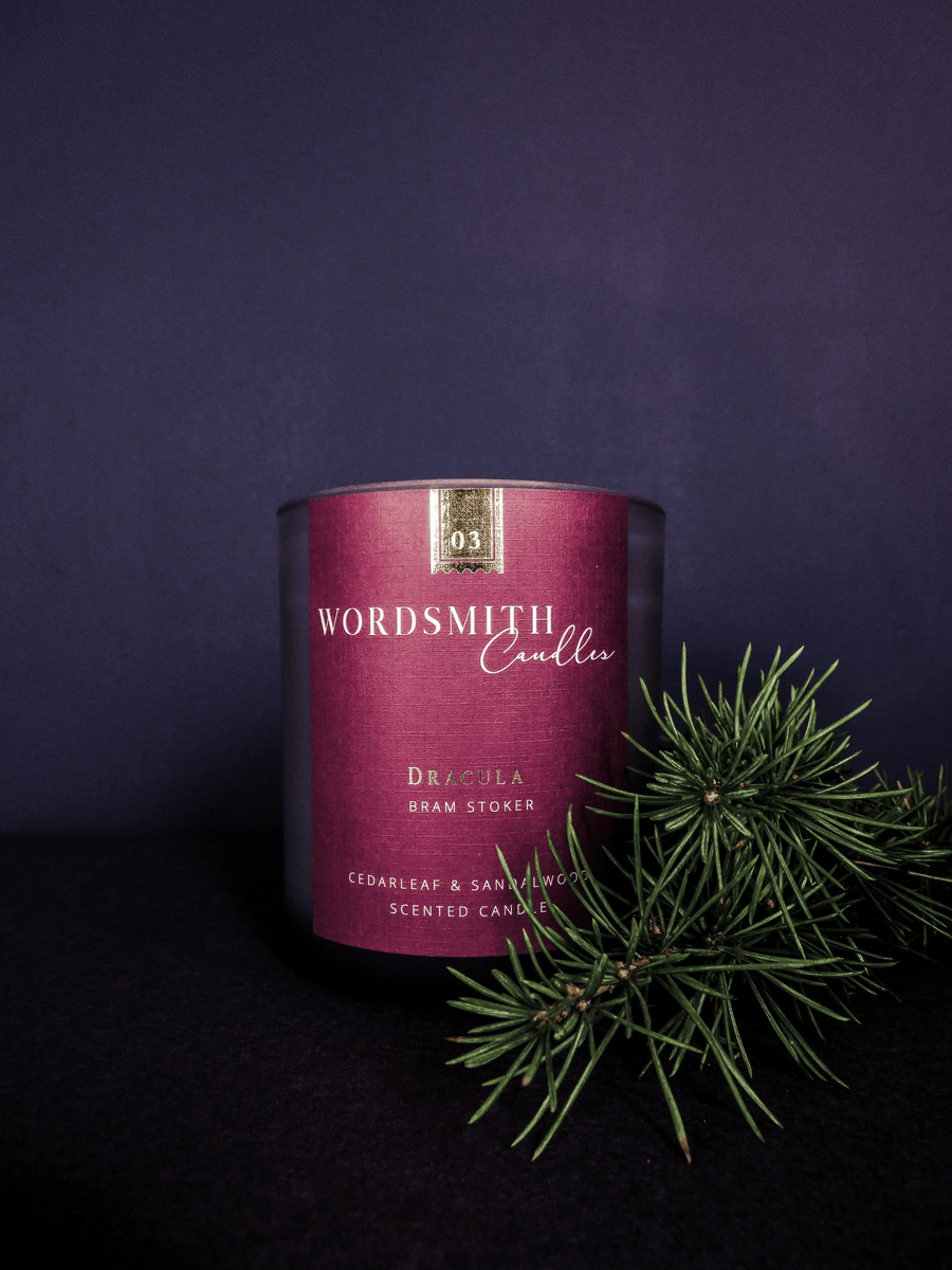 Cedarleaf and Sandalwood scented candle inspired by Dracula by Bram Stoker