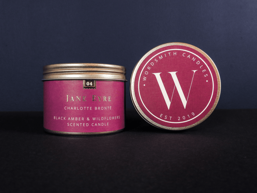 Black Amber and Wildflowers scented candle inspired by Jane Eyre by Charlotte Bronte