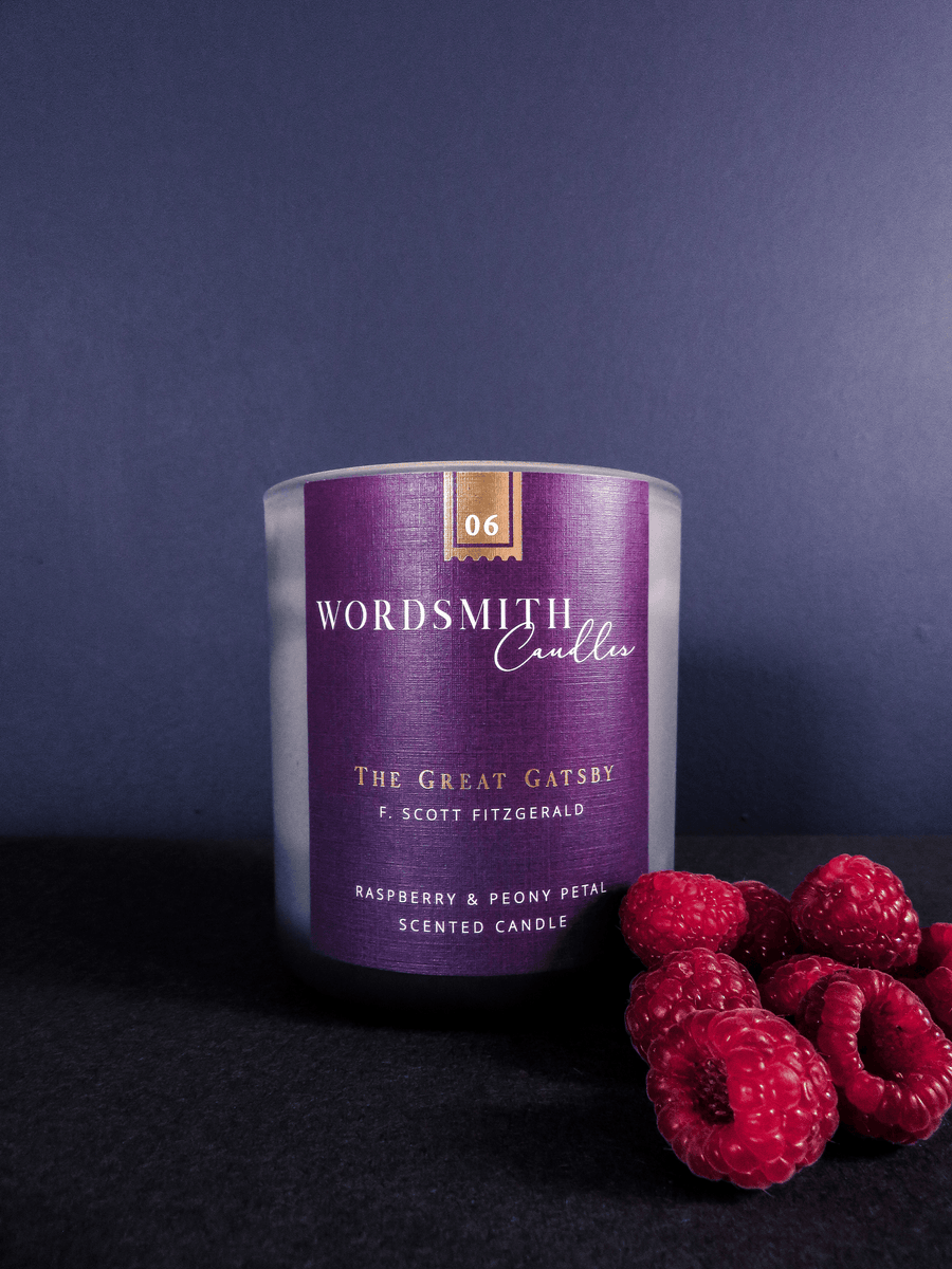 Raspberry and Peony petal scented candle inspired by the Great Gatsby by F Scott Fitzgerald